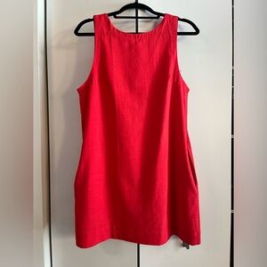 NWT Megfie Crew Neck Sleeveless Open Back Cotton Linen Mini Dress